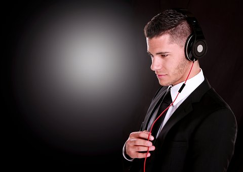 man wearing headphone