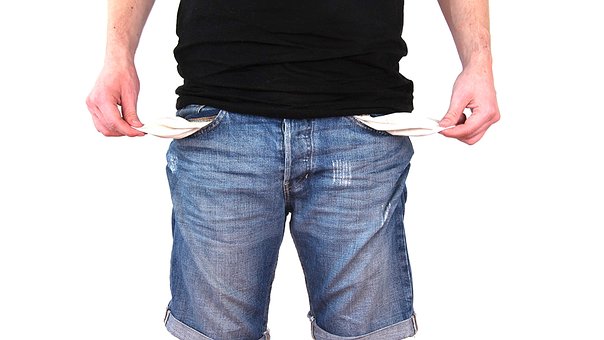 man hand pulling his pocket out